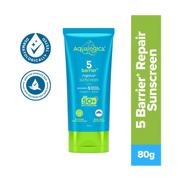 Aqualogica Sunscreen - SPF 50 PA++++ 5 Barrier+ Repair Sunscreen with Avocado & 5 Essential Ceramides