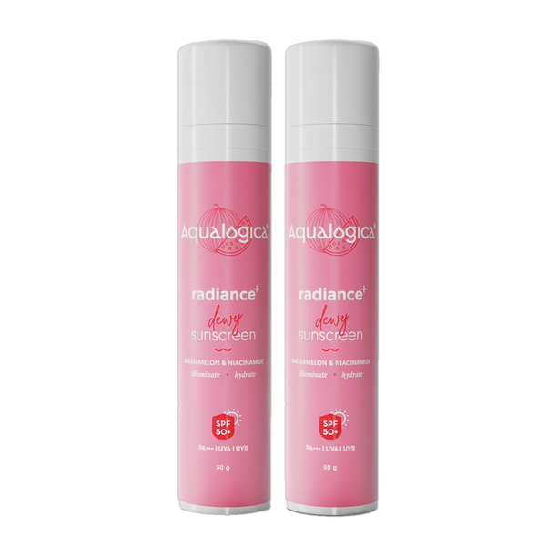 Aqualogica Sunscreen - SPF 50 PA+++ Ray of Radiance Duo (2 Pck Dewy Sunscreen SPF 50 with Watermelon & Niacinamide)