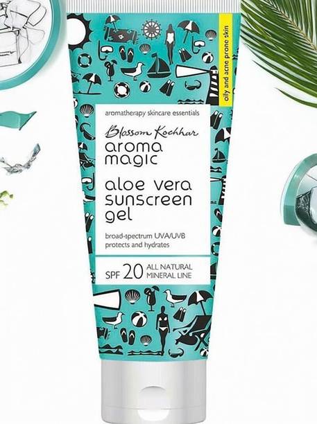 Aroma Magic Sunscreen - SPF 20 PA+ Aloe Vera Gel|Hydration & Protection From UVA/UVB|Oily-Acne Prone Skin