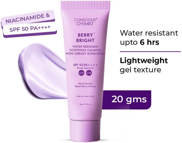 Conscious Chemist Sunscreen - SPF 50 PA++++ Niacinamide Sunscreen SPF 50 PA++++| Berry Extract, Lightweight, Water Resistant