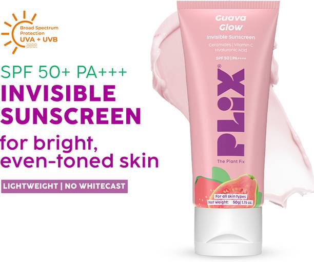 The Plant Fix Plix Sunscreen - SPF 50 PA+++ Guava Glow Invisible Sunscreen With For UV A