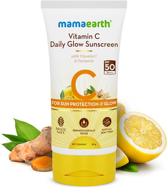Mamaearth Vitamin C Daily Glow Sunscreen with Vitamin C & Turmeric for Sun Protection - SPF 50 PA+++