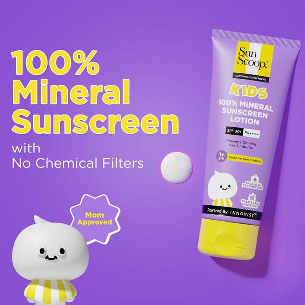 SunScoop Sunscreen - SPF 50 PA++++ 100% Mineral Kids Sunscreen SPF 30+ PA++++ Paediatrician Recommended