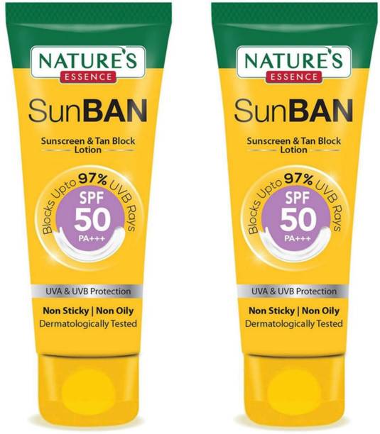 Nature's Essence Sunscreen - SPF 50 PA+++ SunBan Sunscreen - SPF 50 PA+++ 60ml ×2