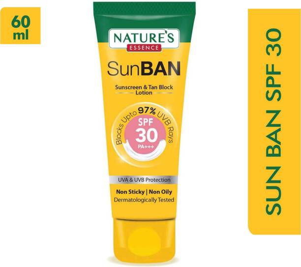 Nature's Essence Sunscreen - SPF 50 PA+++ SunBan Sunscreen - SPF 30 PA+++ pack 1 h