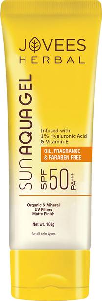 Jovees Herbal Sunscreen - SPF 50 PA+++ Sun Aqua Gel For Oily & Combination Skin | No White Cast | For All Skin Types