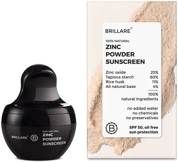 BRILLARE Sunscreen - SPF 50 Zinc with UVA/UVB protection, Sweat Resistant Powder