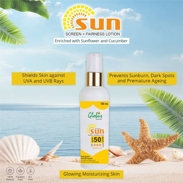 Globus Remedies Sunscreen - SPF 50 PA+++ Sunscreen Lotion With Fairness