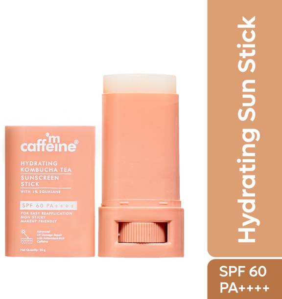 mCaffeine Sunscreen - SPF 60 PA++++ Hydrating Sunscreen Stick SPF 60 PA++++ 1% Squalane, Ceramides & Kombucha Tea