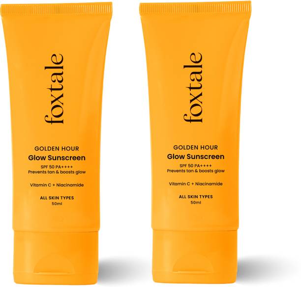 फॉक्सटेल Glow Sunscreen with Vitamin C & Niacinamide for a Dewy Glow | Pack of 2 SPF - 50 PA+++