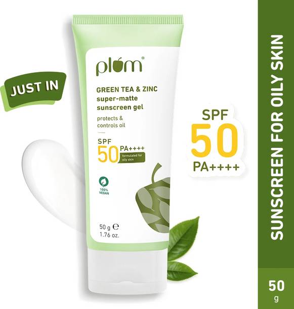 Plum Sunscreen - SPF 50 PA++++ Green Tea & Zinc Super-Matte SPF 50 Sunscreen Gel | For Oily Skin |