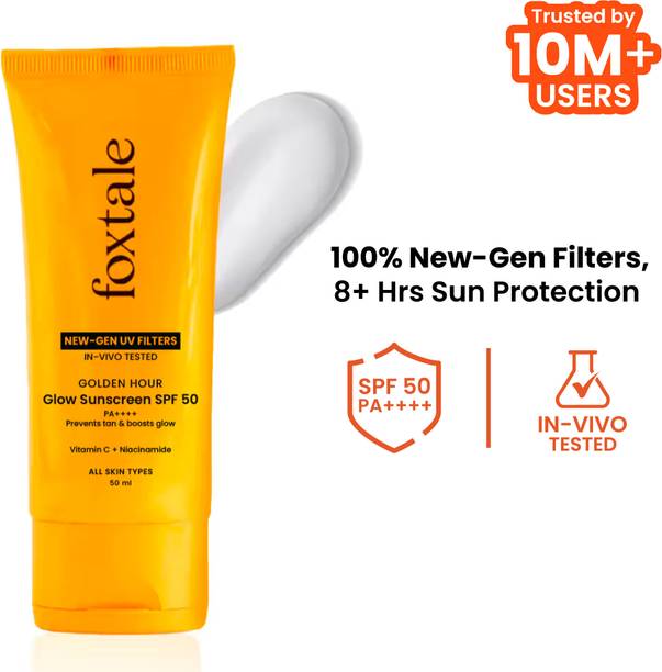 Foxtale Sunscreen - SPF 50 PA++++ Glow Sunscreen | In-Vivo Tested | 100% New Gen Filters | Tan Prevention