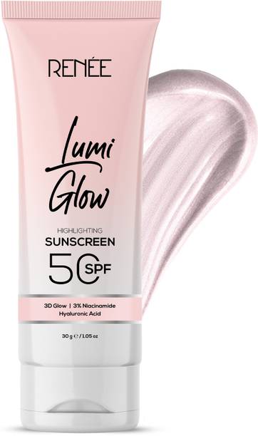 Renee Sunscreen - SPF 50 Lumi Glow Highlighting Sunscreen, Non-Sticky, No White Cast, UVA-UVB Protection