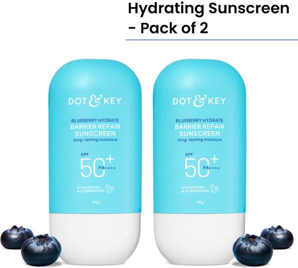 Dot & Key Sunscreen - SPF 50 PA++++ Blueberry Hydrate Barrier Repair For Dry &Sensitive Skin,NonGreasy Finish