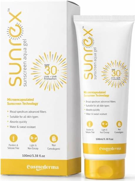 SUNREX Sunscreen - SPF 30 PA+++ Sunscreen Aqua Broad Spectrum Advanced Filters SPF 30+ UVA + UVB Protection