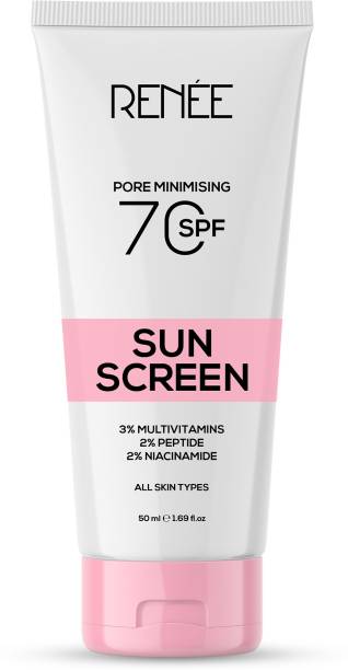 Renee Sunscreen - SPF 70 PA++++ Pore Minimizing Gel, Enriched With 2% Peptides, 3% Multivitamins, 2% Niacinamide