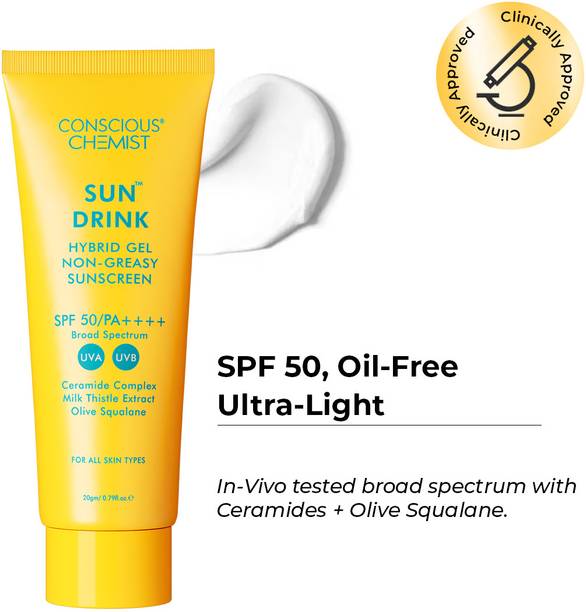 Conscious Chemist Sunscreen - SPF 50 PA++++ Ceramides Sunscreen SPF 50 PA++++ | Hyaluronic & Squalane | No White Cast