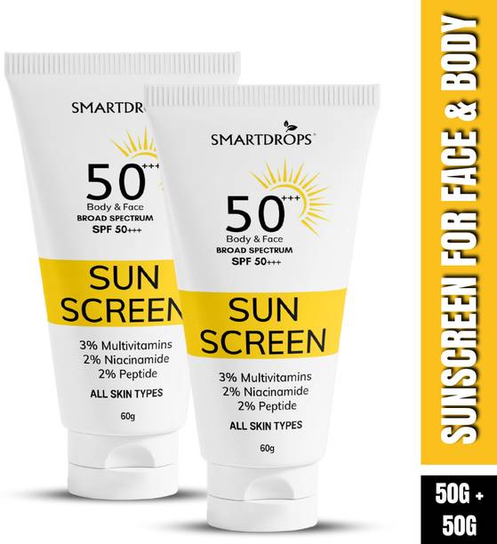 smartdrops Sunscreen - SPF 50 PA+++ Advanced Vitamin Peptide Sunscreen with Niacinamide 120 g