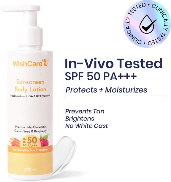 WishCare Sunscreen Body Lotion for Summer with SPF50 for Women & Men - No White Cast