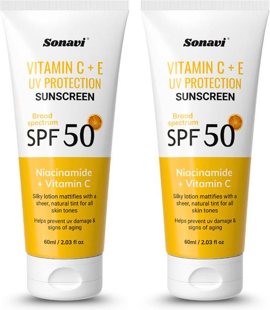 Sonavi Sunscreen - SPF 50 Vitamin C + E Sunscreen SPF 50 Broad Spectrum UV Protection Cream | 120 ml