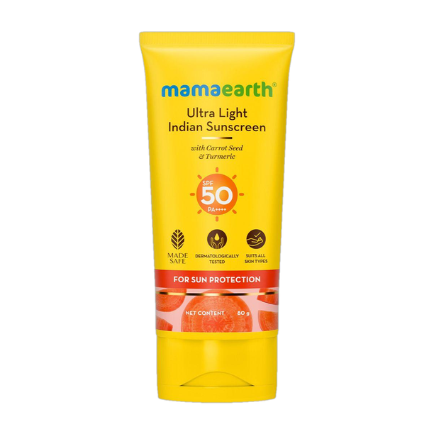 Mamaearth Sunscreen - SPF 50 PA++++ Sunscreen Lotion For Indian Skin and Tan Protection, With Turmeric & Carrot Seed