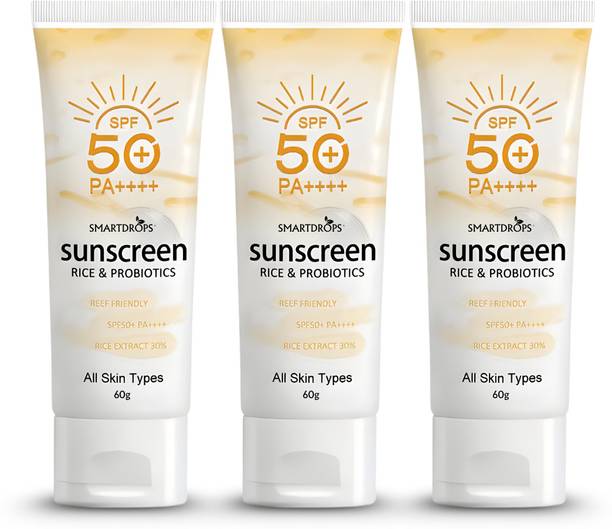 smartdrops Sunscreen - SPF 50 PA++++ SPF 50+ PA++++ Sunscreen Cream with Rice Extract for All Skin Types