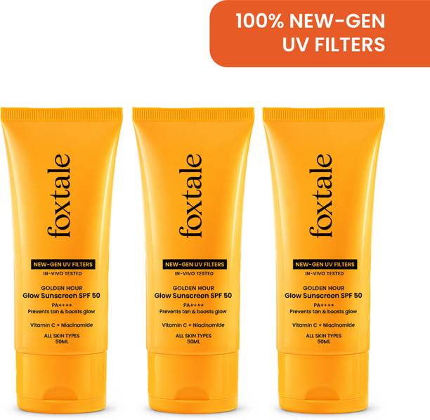 Foxtale Sunscreen - SPF 50 PA++++ Glow Sunscreen | In-Vivo Tested | 100% New Gen Filters| Prevents Tan (Pack of 3)