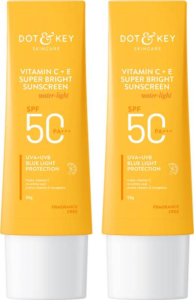 Dot & Key Sunscreen - SPF 50 PA+++ Vitamin C + E Super Bright Combo,WaterLight,For Even Toned & Glowing Skin