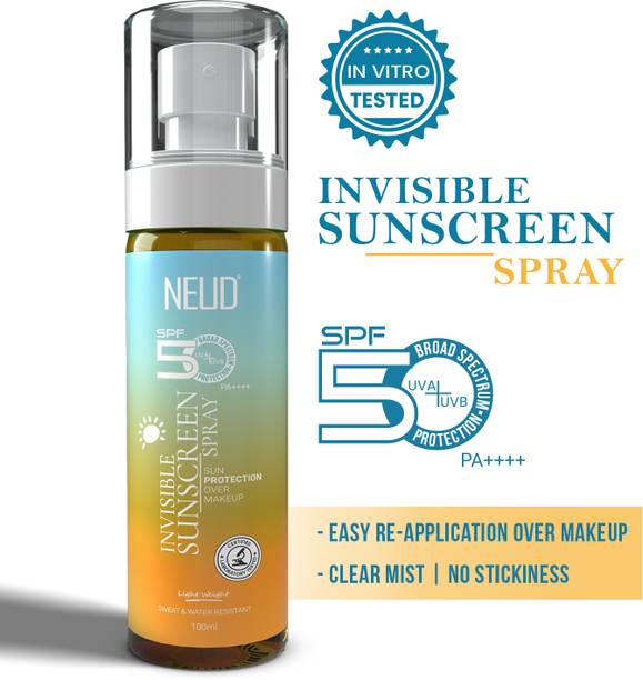 NEUD Sunscreen - SPF 50++++ Invisible Sunscreen Spray SPF 50++++ | Ultra-Light | No White Cast | Over Makeup