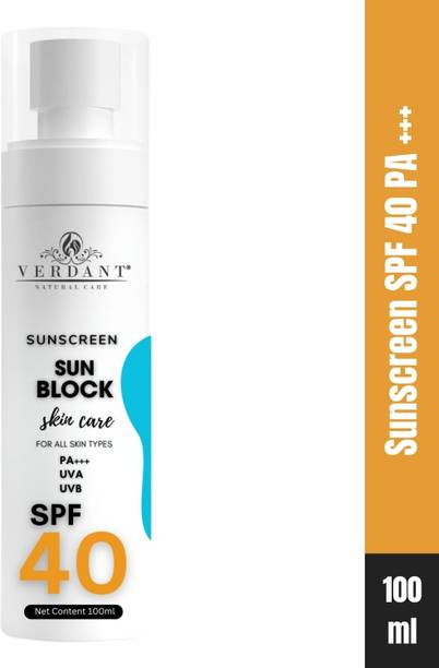 Verdant Natural Care Sunscreen - SPF 40 PA+++ Sunscreen Lotion for Women & Men | UVA+UVB Protection - All Skin Types