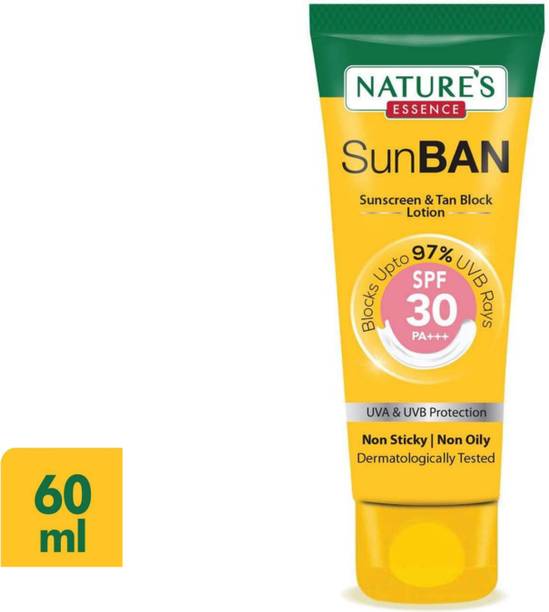 Nature's Essence Sunscreen - SPF 50 PA+++ SunBan Sunscreen - SPF 30 PA+++ pack 1 m