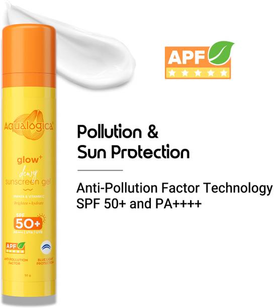 Aqualogica Sunscreen - SPF 50 PA++++ Glow+ Dewy Sunscreen with SPF 50 for UVA/B & Blue Light Protection