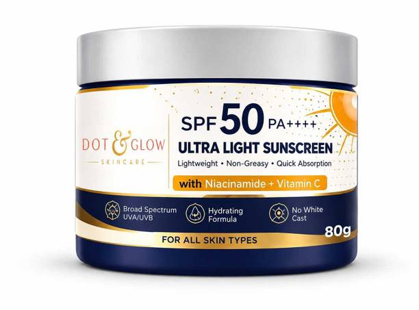 DOT & GLOW Sunscreen - SPF 50 PA++++ Ultra Light Sunscreen with Vitamin C Daily Sun Protection