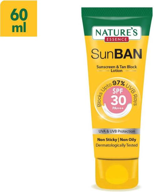 Nature's Essence Sunscreen - SPF 50 PA+++ SunBan Sunscreen - SPF 30 PA+++ pack 1 l