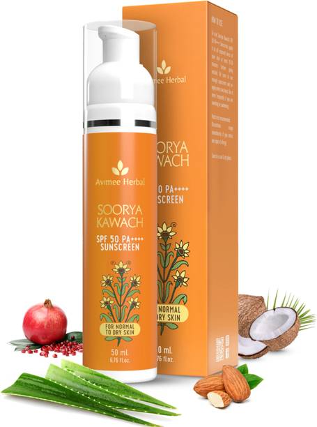 Avimee Herbal Sunscreen - SPF 50 PA++++ Soorya Kawach Sunscreen | Non-Greasy, Lightweight |