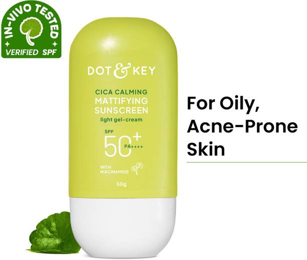 Dot & Key Sunscreen - SPF 50 PA+++ Cica Calming Mattifying, In-Vivo Tested, Controls Excess Oil, Calms Redness