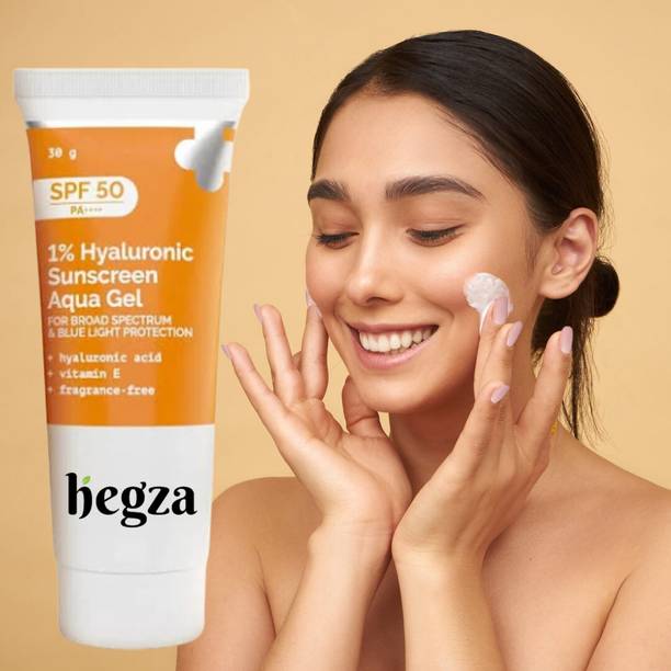 Hegza Sunscreen - SPF 50 PA++++ Sunscreen - SPF 50 PA++++ 1% Hyaluronic Sunscreen Aqua Gel Lightweight