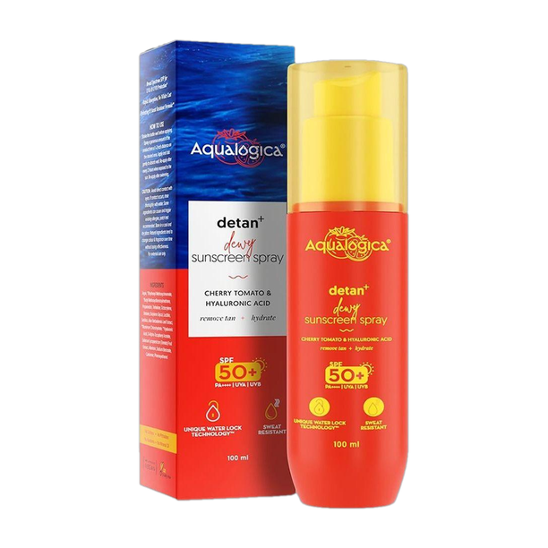 Aqualogica Sunscreen - SPF 50 PA++++ Detan+ Dewy Sunscreen Spray I Hydrating & Sweat Resistant I No White Cast