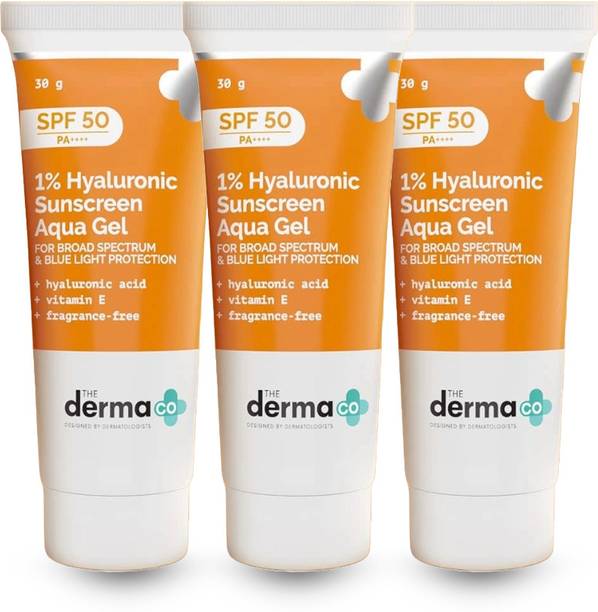 The Derma Co Sunscreen - SPF 50 PA++++ Hyaluronic Sunscreen Aqua Gel- Lightweight, No white-cast for Broad Spectrum