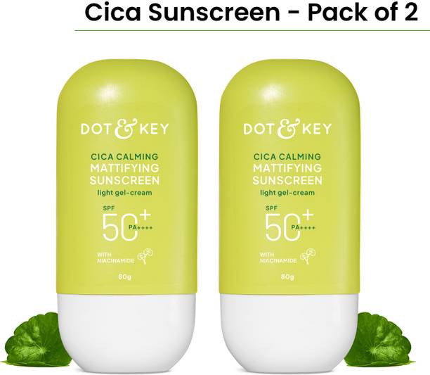 Dot & Key Sunscreen - SPF 50 PA+++ CICA Calming Mattifying For Oily AcneProne&Sensitive Skin,Quick Absorbing