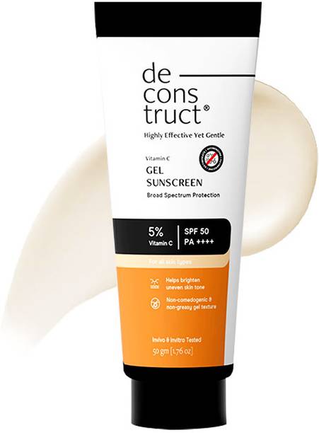 डिकन्स्ट्रक्ट 5% Vitamin C Gel Sunscreen Brightens New Gen Oily Skin For Men & Women SPF - 50 PA++++