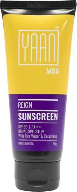 yaan man Sunscreen - SPF 50 PA++++ for Men | No White Cast, Matt Finish, Non- Sticky | Avobenzone Free