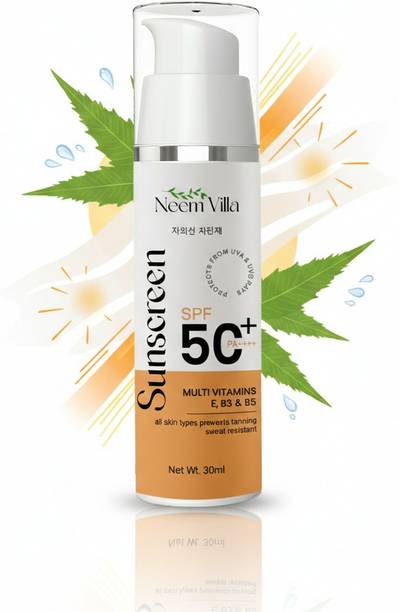 neemvilla Sunscreen - SPF 50++++ PA++++ UV Protection Sunscreen SPF 50 with B3 & B5