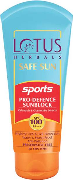 LOTUS HERBALS Sunscreen - SPF 100 PA+++ SAFE SUN SPORTS PRO-Defence Sunblock SPF 100+| PA+++