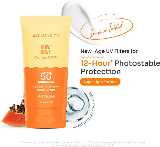 Aqualogica Sunscreen - SPF 50+ PA++++ Glow+ Dewy Lightweight & Hydrating Travel-Friendly UVA/B & Blue Light Protection