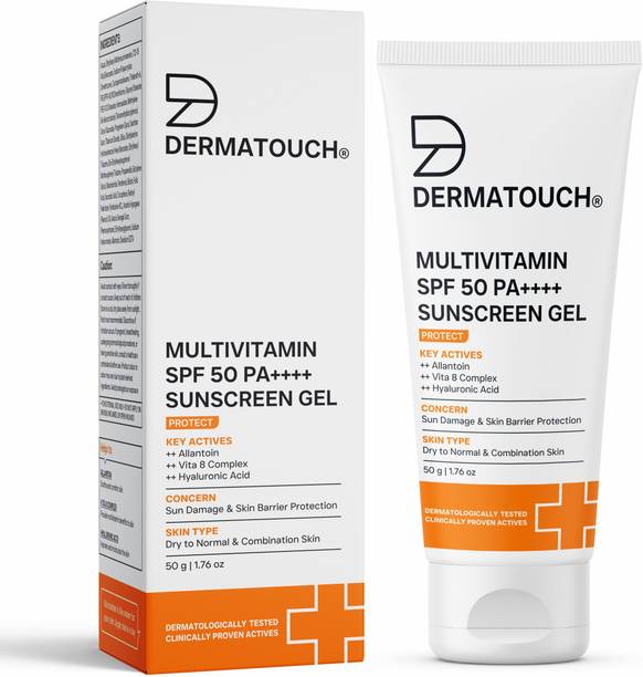 Dermatouch Sunscreen - SPF 50 PA++++ Multivitamin Gel | UVA-UVB Protection | Zero White Cast