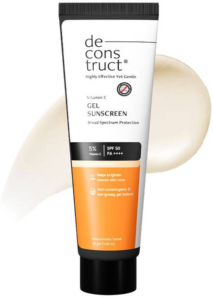 Deconstruct Sunscreen - SPF 50 PA++++ 5% Vitamin C Gel Sunscreen Brightens New Gen Oily Skin For Men & Women
