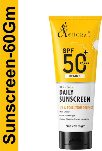 AQUORAL Sunscreen - SPF 50+ PA+++ Sunscreen Lotion with Lightweight Non-Greasy Formula & No White Cast