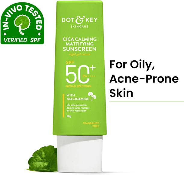Dot & Key Sunscreen - SPF 50 PA+++ Cica Calming Mattifying, In-Vivo Tested, Controls Excess Oil, Calms Redness
