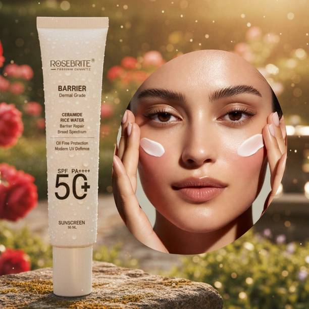 RoseBrite Sunscreen - SPF 50 PA++++ Barrier Ceramide Rice Water Sunscreen SPF 50+ PA++++ Sensitive Skin UV Shield